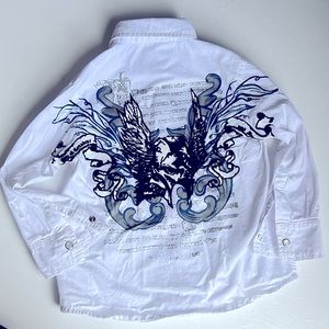 Roar 2T kid t-shirt white cotton large graphics toddler